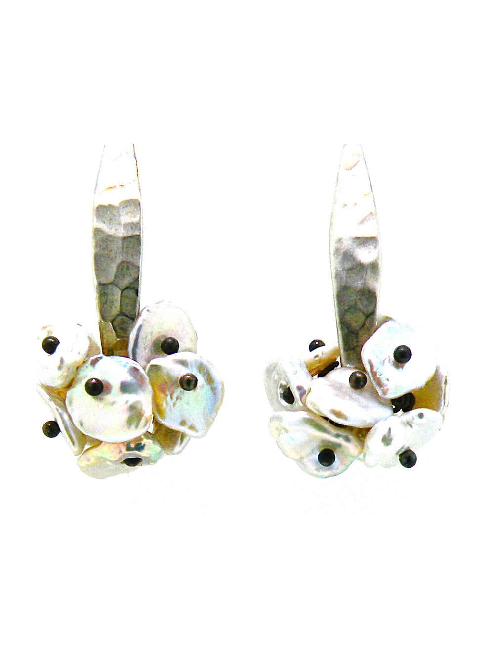 Hammered Keshi Pearl Earrings - Dana Busch Designs 